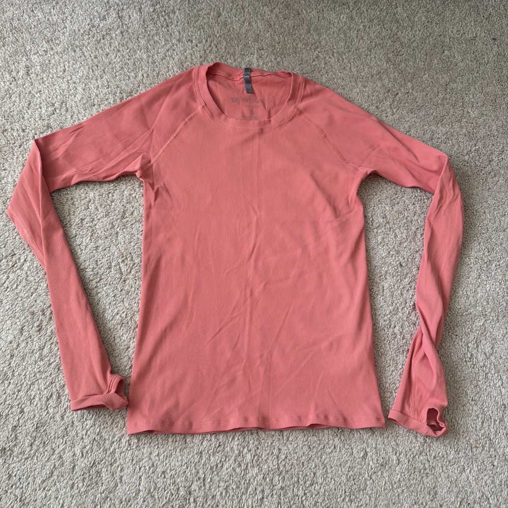 WOLACO Shirt Women's S Performance Long Sleeve Athletic Workout Gym Coral